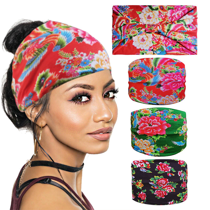 Big Flower New 15Cm Wide Stretch Ultra-Wide Hair Band, Yoga Exercise, Face Washing And Sweat Absorption