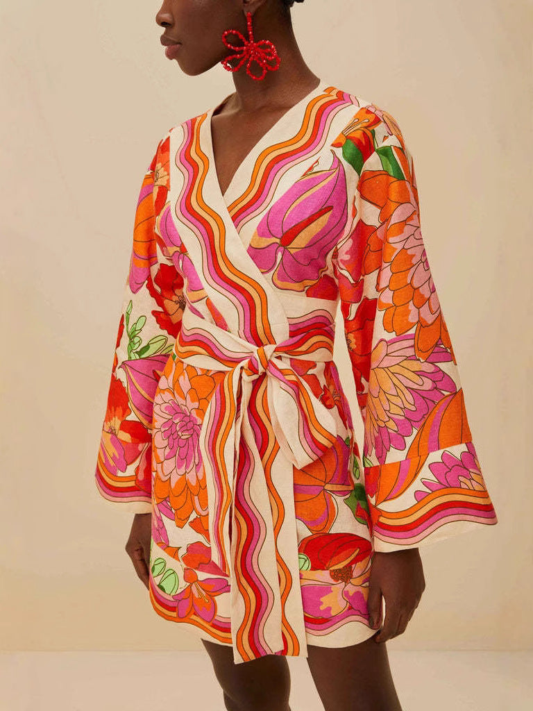 Casual Elegant Floral Linen Maxi Dress