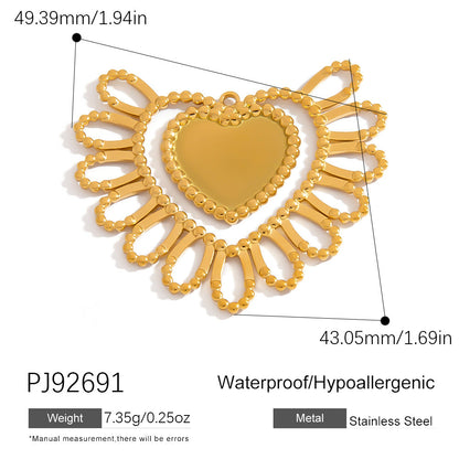 Handcrafted 18K Gold Heart Shell Pendant Necklace & Bracelet Set