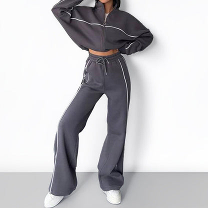 Women's Casual Hoodie Set Solid Color Polyester All-Season Activewear