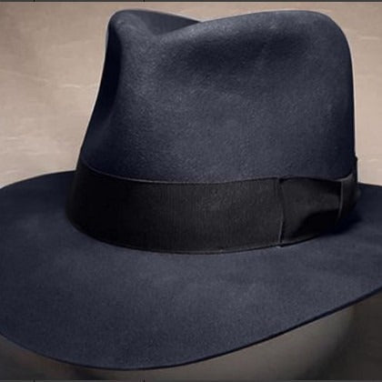 Men's Wool Fedora Hat with Bow Trendy Casual Denim Hat