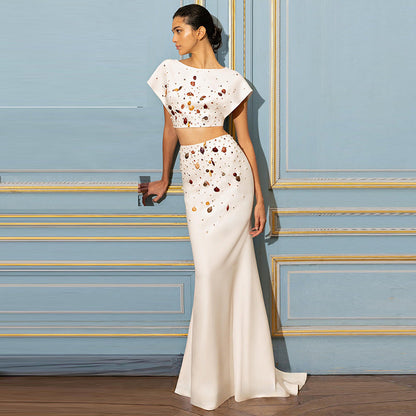 Shell Embellished Top and Mermaid Skirt Set