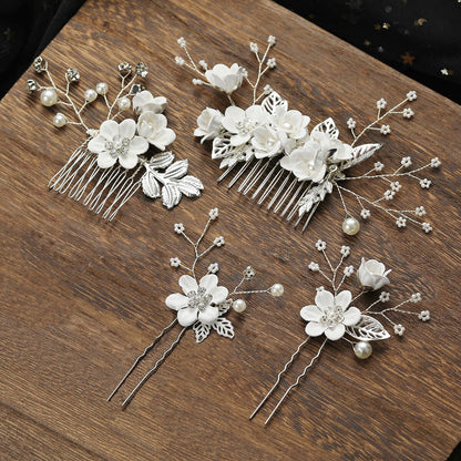 Bridal Floral Hair Accessories Forest Style Blue Flower Hairpin Wedding Hairpiece
