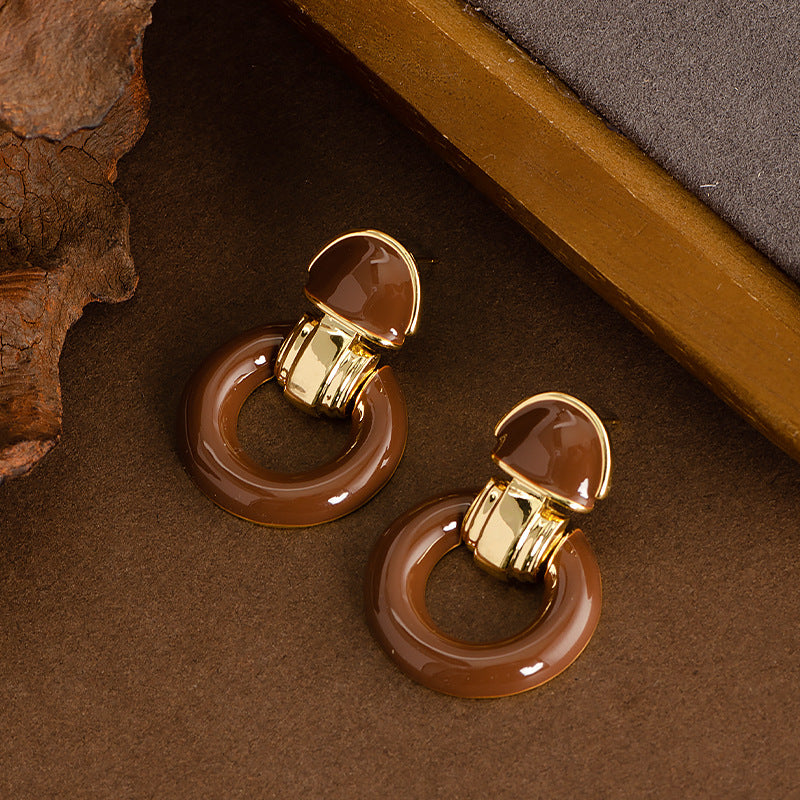 Geometric Circle Drop Earrings Retro Elegance With 925 Silver Pins