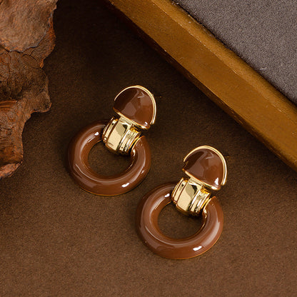 Geometric Circle Drop Earrings Retro Elegance With 925 Silver Pins