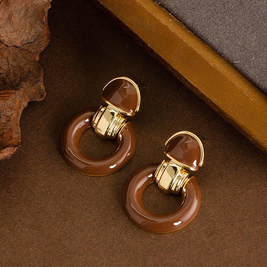 Geometric Circle Drop Earrings Retro Elegance With 925 Silver Pins