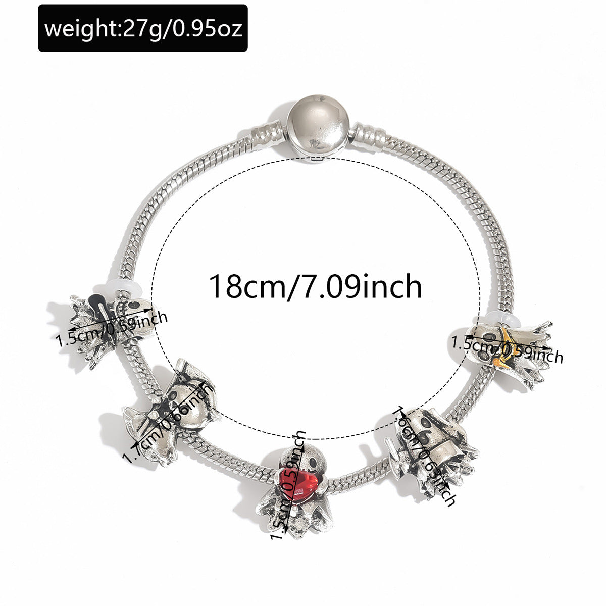Punk Gothic Skeleton Metal Chain Halloween Bracelet