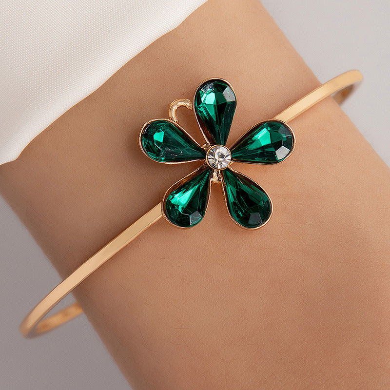 Floral Pearl Open Cuff Bracelet Stylish Fresh Design