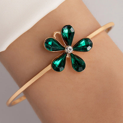 Floral Pearl Open Cuff Bracelet Stylish Fresh Design