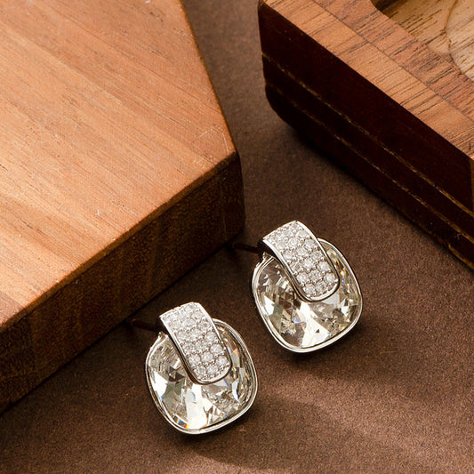 Elegant Geometric Crystal Zirconia Earrings For Women