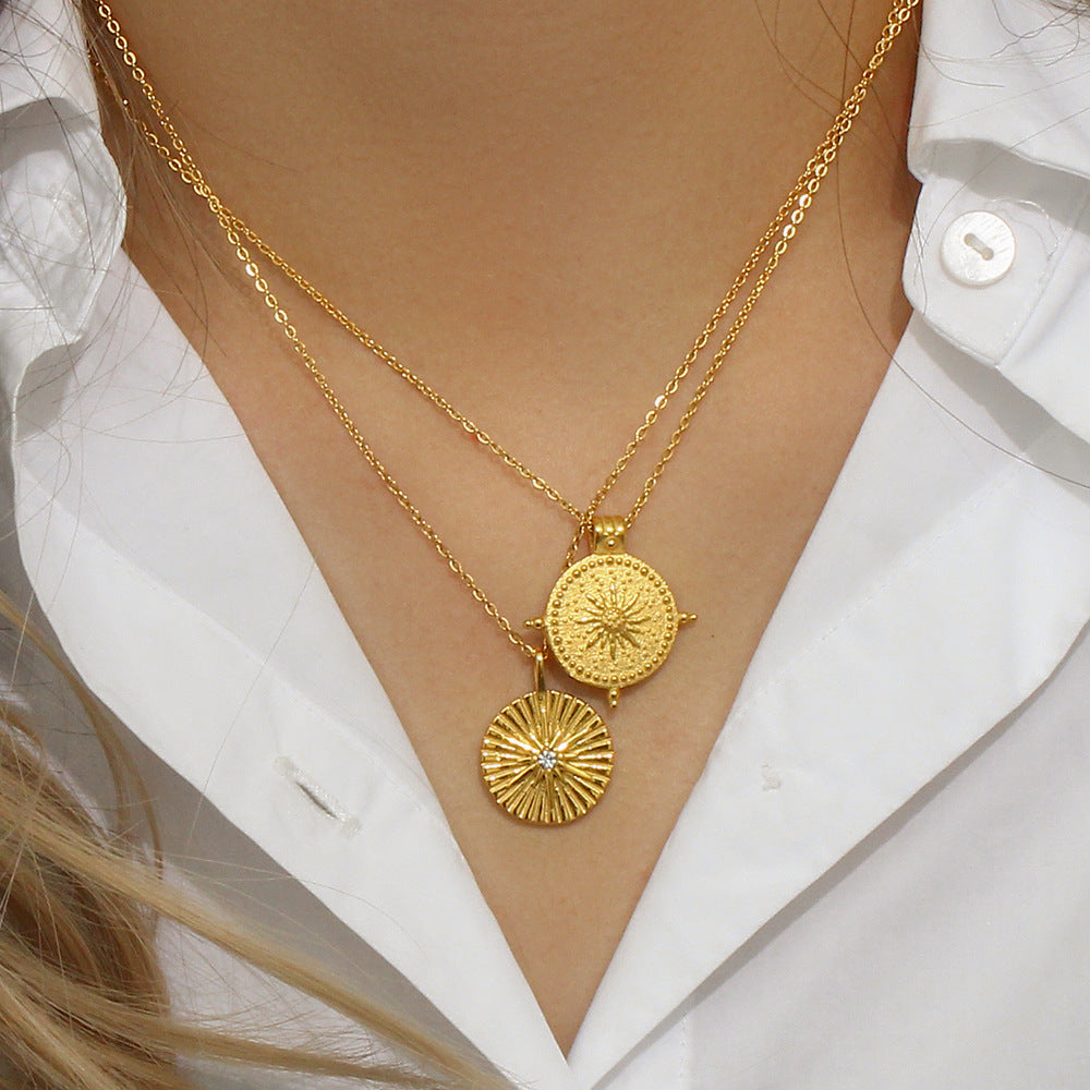 2+Vintage Sun Pendant Chain Neckalces