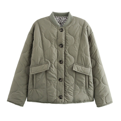 Casual Quilted Button Down Padded Coat