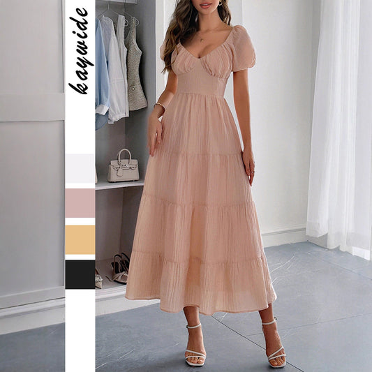 Floral A-Line Maxi Dress With Elastic Waist