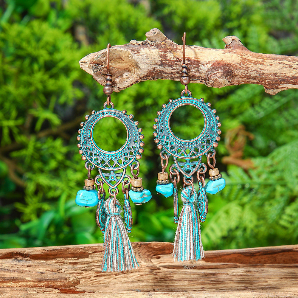Bohemian Geometric Tassel Earrings Exotic Vacation Jewelry