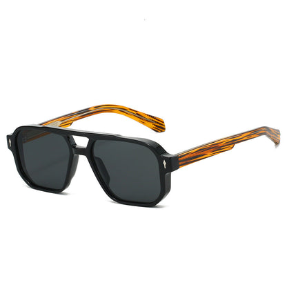 Trendy Pilot Style Sunglasses with Double Bridge and Matte Finish