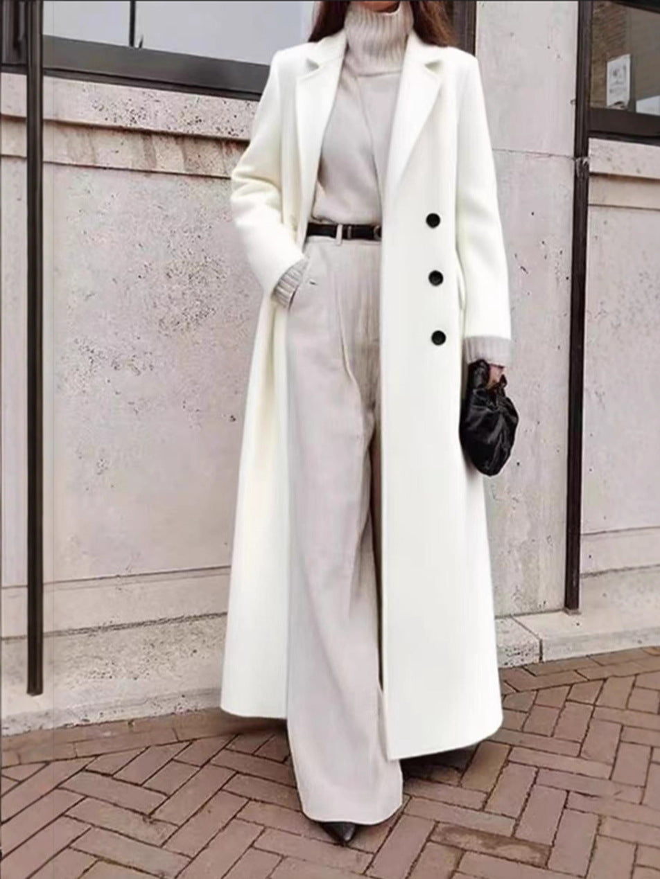 Elegant Casual Long Woolen Coat For Women