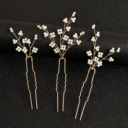Handmade Pearl Hair Pins U-Shaped Hair Forks Wedding Party Accessories