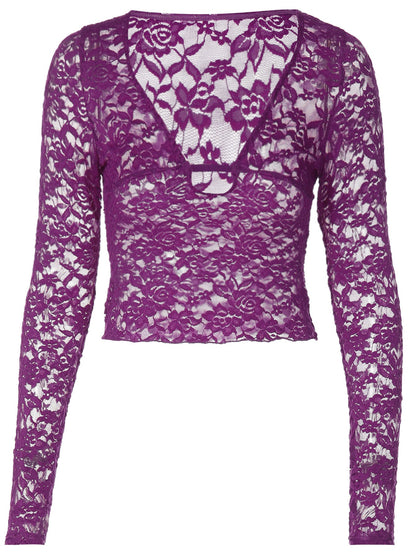 Sexy Lace V-Neck T-Shirt for Summer Street Style