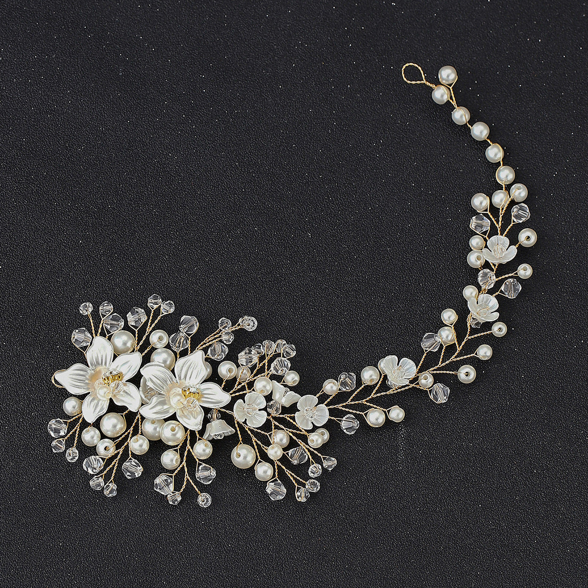 Bridal Handmade Floral Pearl Crystal Headband Hair Accessory