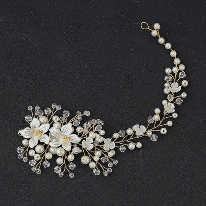 Bridal Handmade Floral Pearl Crystal Headband Hair Accessory