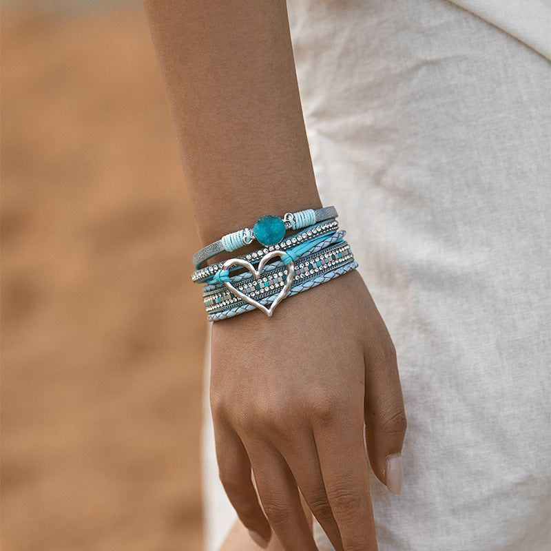 Rhinestone Bohemian Layered Love Bracelet