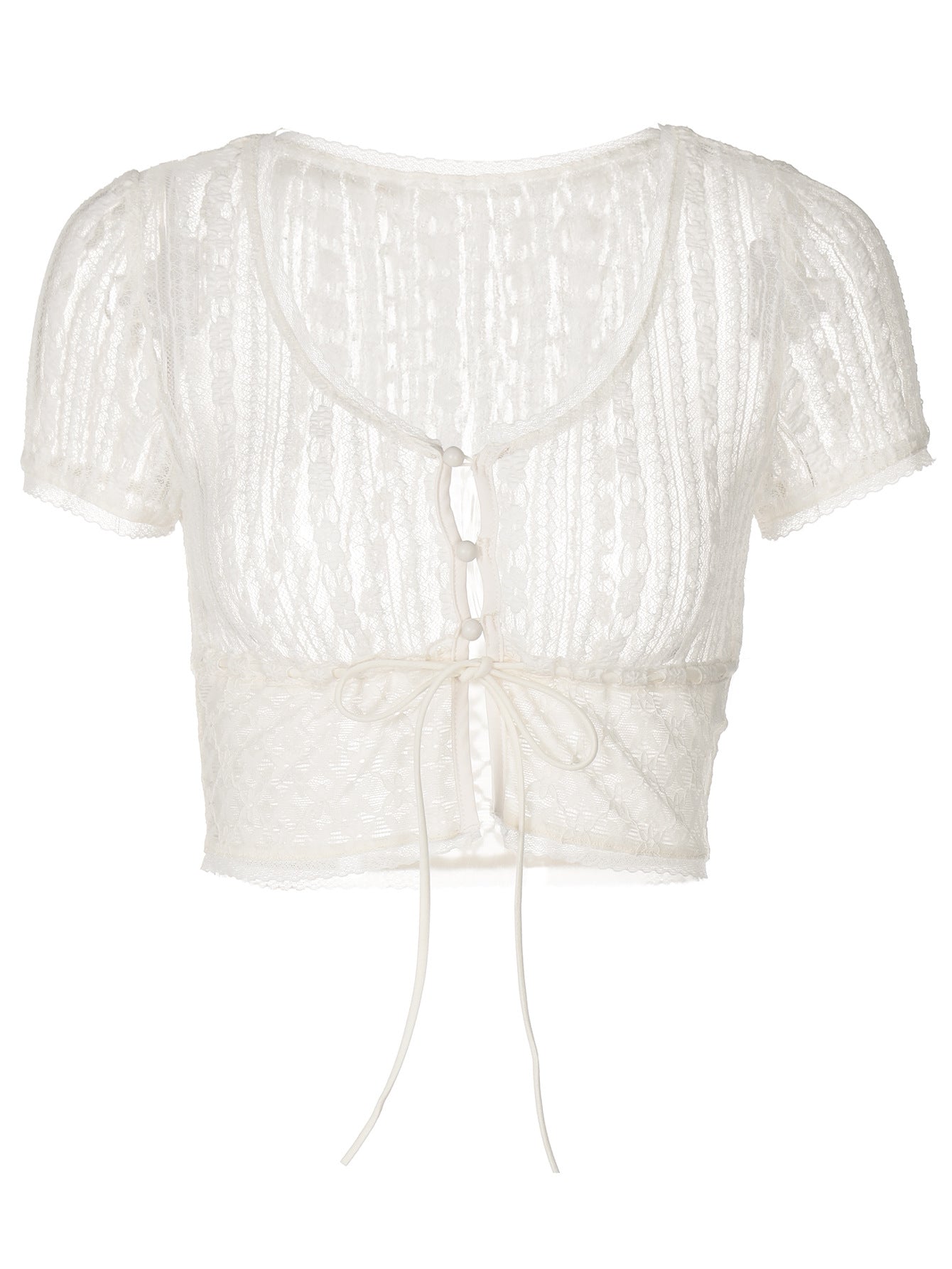 Sexy Lace Crop Cardigan T-Shirt for Women