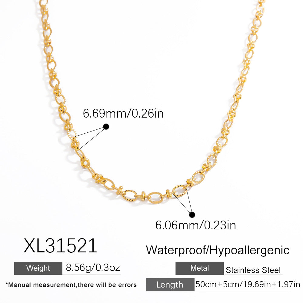 Geometric Stainless Steel 18k Gold Plated Layered Necklace for Women