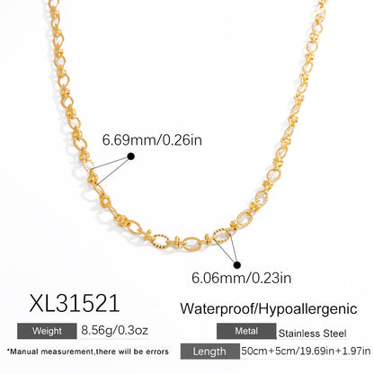 Geometric Stainless Steel 18k Gold Plated Layered Necklace for Women