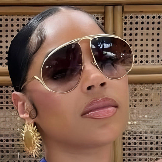 Trendy Oversized Sunglasses UV400 Protection Metal Frame