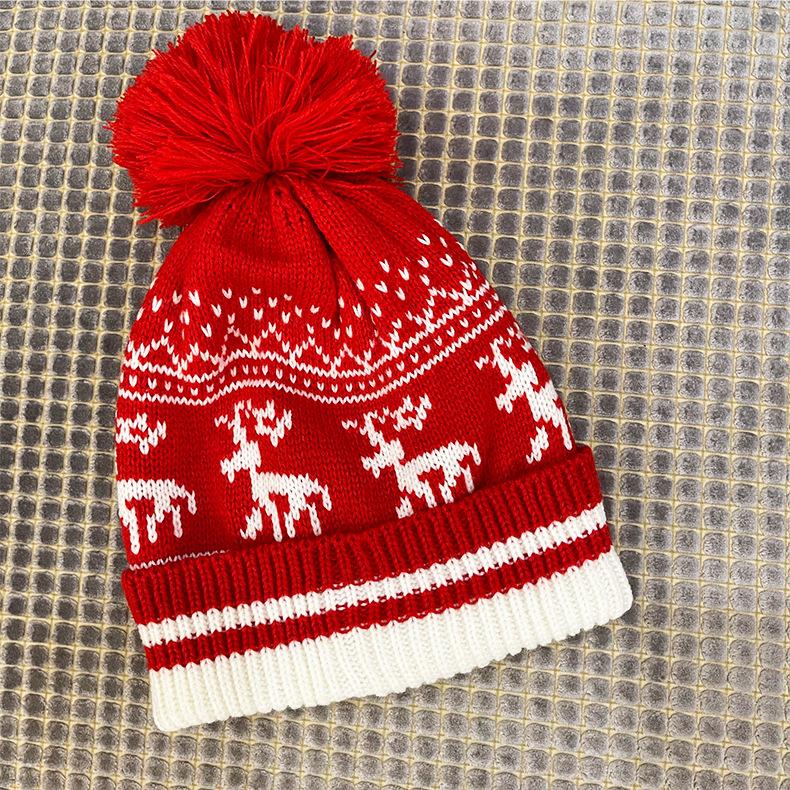 Christmas Knitted Hat Jacquard Scarf Touch Screen Gloves Three-Piece Gift