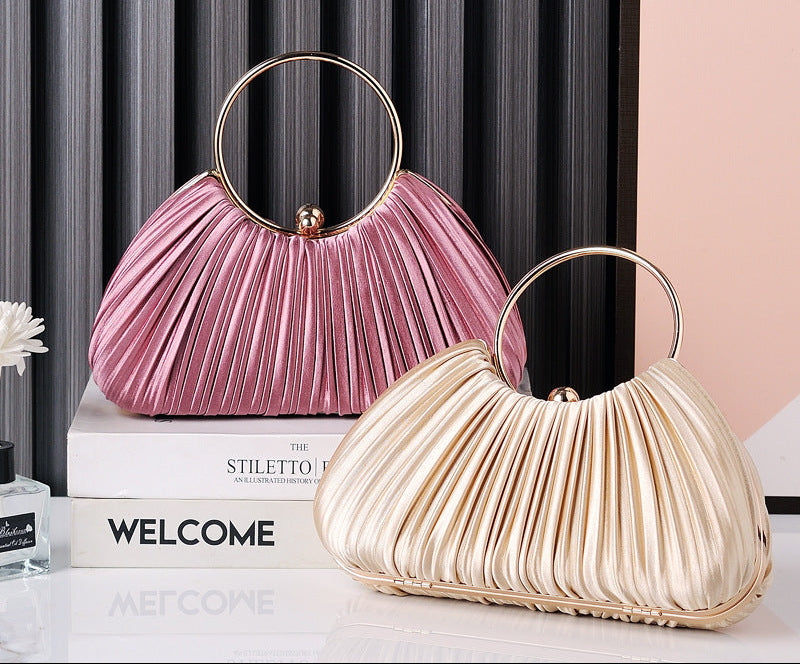 Chic Pleated Peach Evening Bag for Elegant Occasions