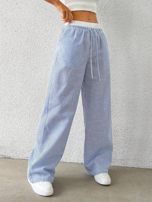 Trendy Striped  Loose Wide-Leg Pants
