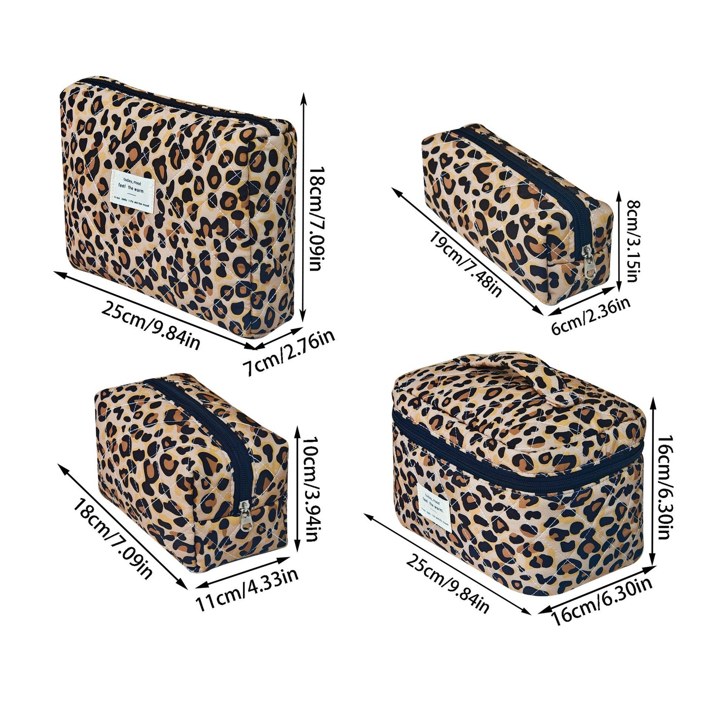 Large Capacity Leopard Print Quilted Makeup Bag