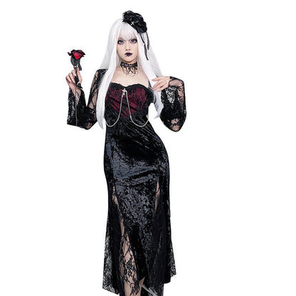 Dark Aesthetic Lace Sleeve Bodycon Dress