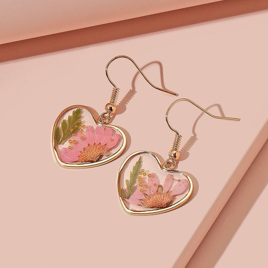 New Transparent Camellia Blossom Dried Flower Creative Forest Love Flower Earrings Design Sense Ins Earrings And Earrings