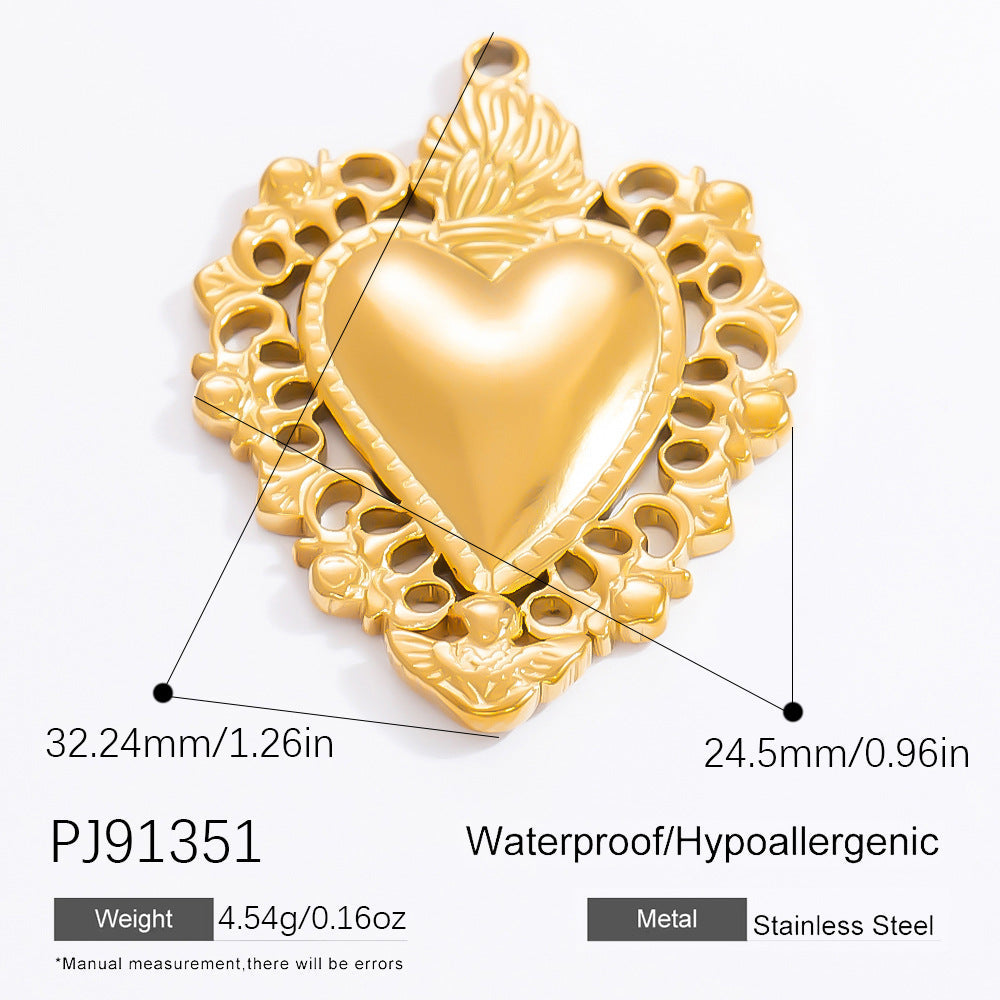 Colorful Heart Moon Pendant Charm Stainless Steel DIY Earrings