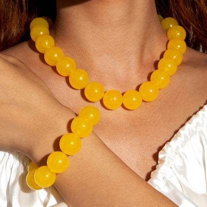 Dopamine Colorful Acrylic Beaded Necklace Trendy Sweet Style