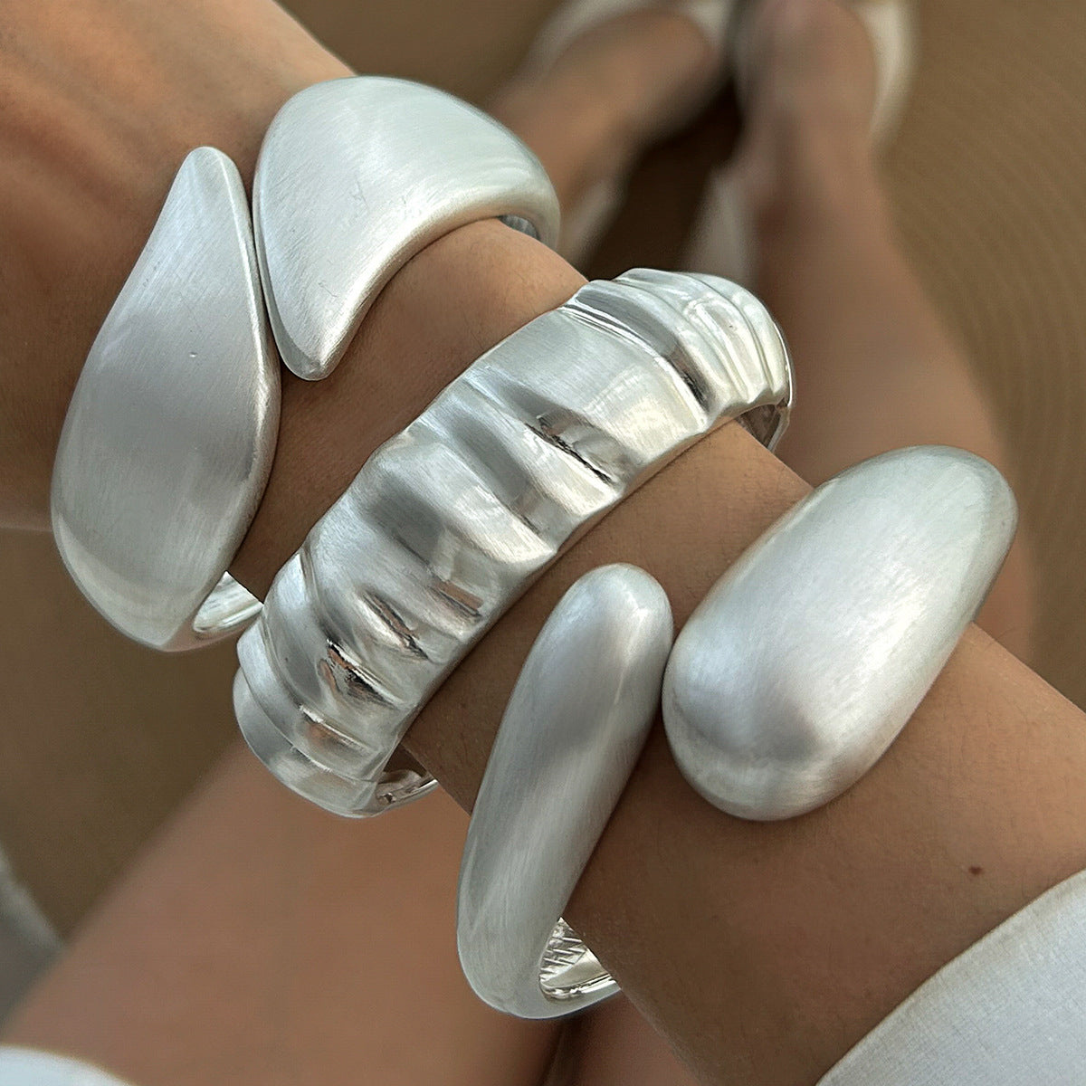 Geometric Wrinkled Spring Bangles Set Spring/Winter Style