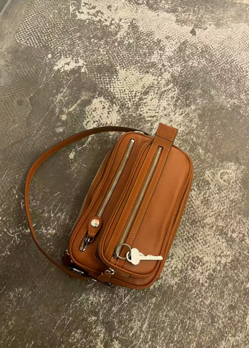 Crescent Bag Vegan Leather Zip Accent