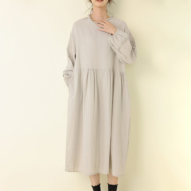 Sweet Fresh Double Layer Cotton Dress Loose Long Skirt
