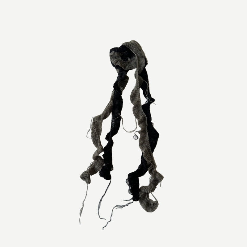 Spiral Knit Wool Blend Scarf with Fringe for Unisex