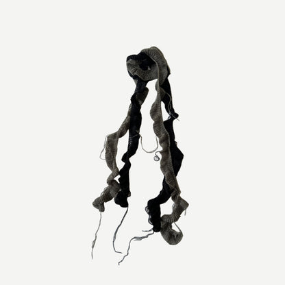 Spiral Knit Wool Blend Scarf with Fringe for Unisex