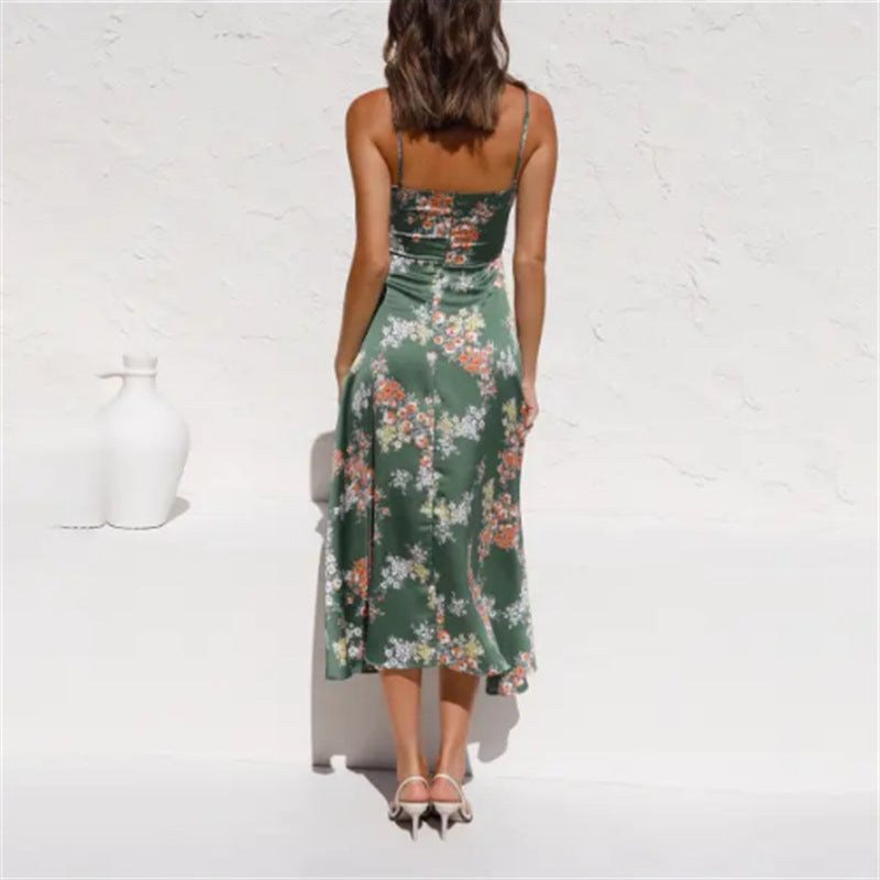Women'S Clothing New Strap Printed Women'S Clothing Bow Knot Beach Backless Dress