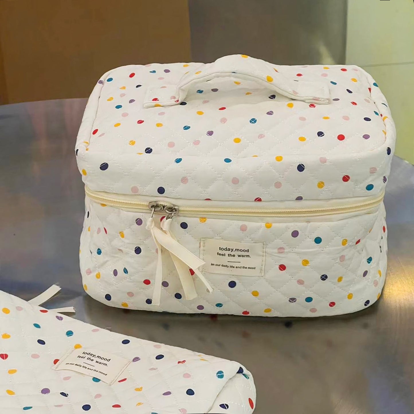 Colorful Polka Dot Makeup Bag Large Capacity Travel Clutch