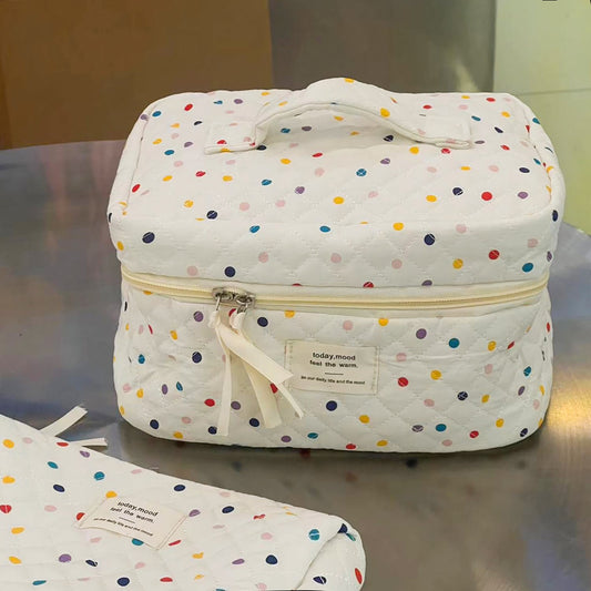 Colorful Polka Dot Makeup Bag Large Capacity Travel Clutch