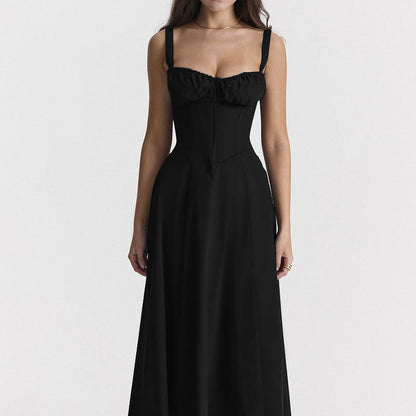 Floral Print Maxi Dress Gentle French Style Sleeveless Sundress