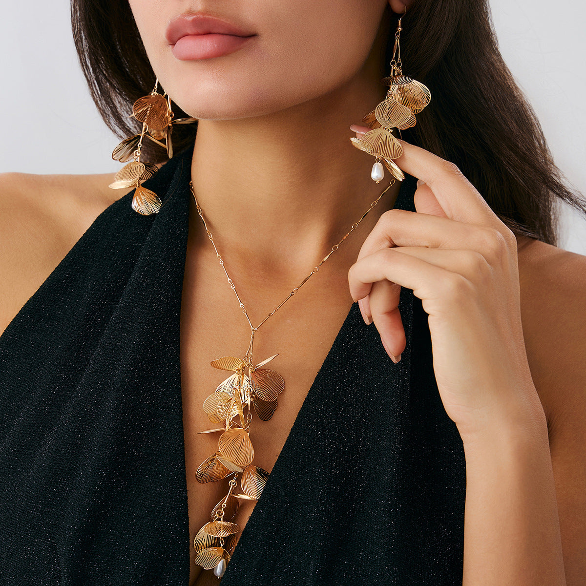 Ginkgo Leaf Tassel Necklace Vintage Choker For Women