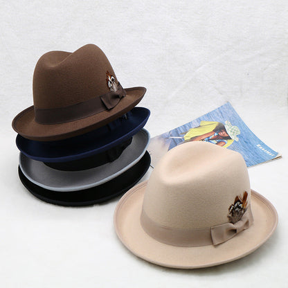 Fashionable Wool Felt Jazz Hat Unisex Warm Accessory