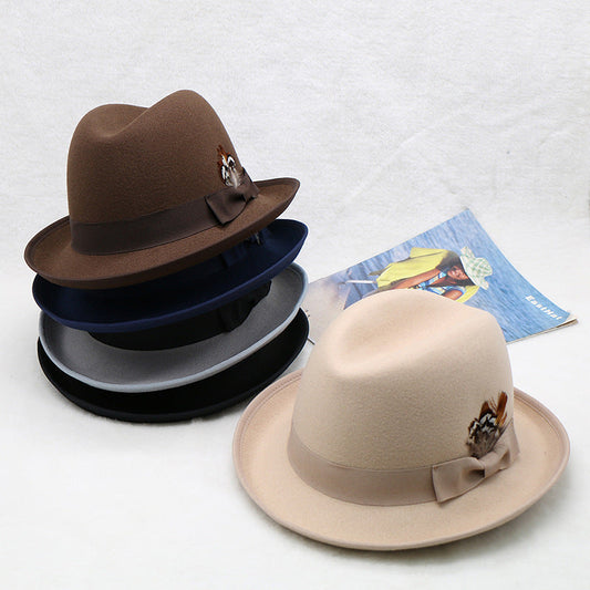 Fashionable Wool Felt Jazz Hat Unisex Warm Accessory