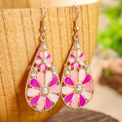 Colorful Alloy Drop Earrings Bohemian Style Fashionable Accessories